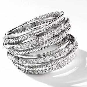 Classic Wedding bridal  Silver and crystal Women's Ring